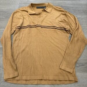 Gochu Collared Vneck Tan Brown Long Sleeve Tshirt | Size M